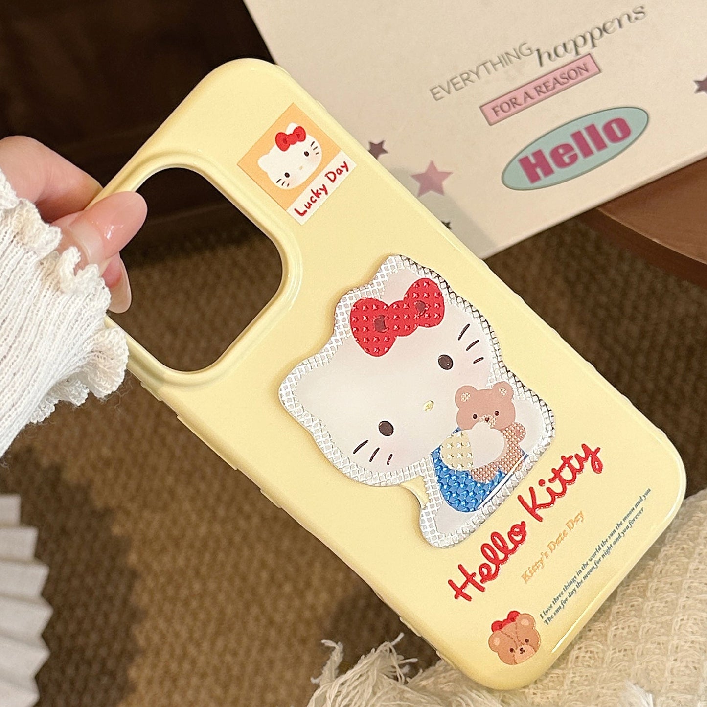 Gilt three-dimensional cartoon cat for 17promax Apple 16 mobile phone case iphone14 lanyard 13 girl