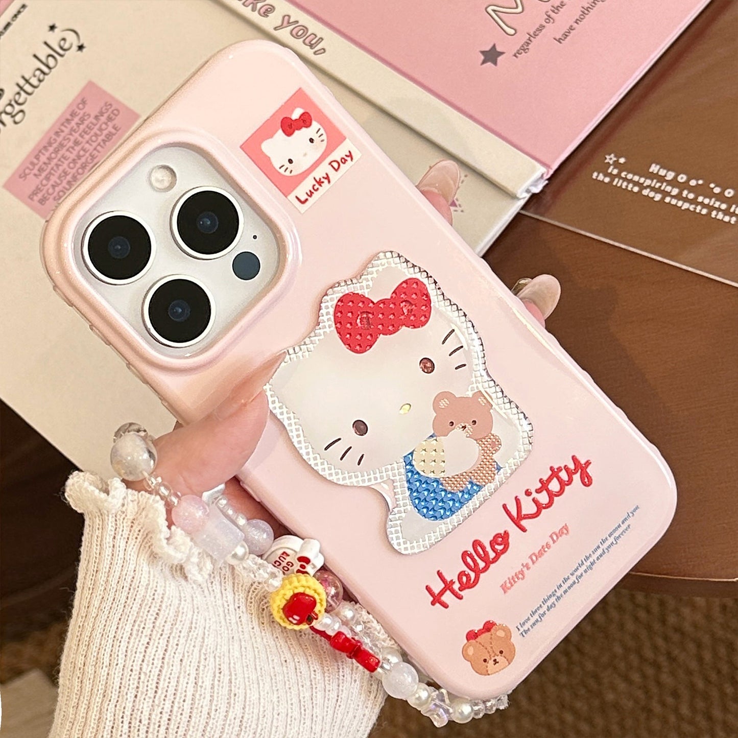 Gilt three-dimensional cartoon cat for 17promax Apple 16 mobile phone case iphone14 lanyard 13 girl