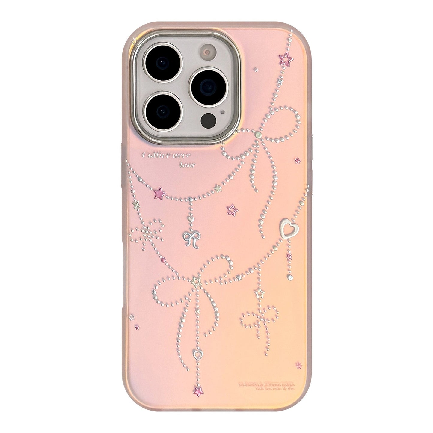 Gilt princess style applies to iphone17 mobile phone case 15 pink laser bow 16Promax anti-drop 13 hard