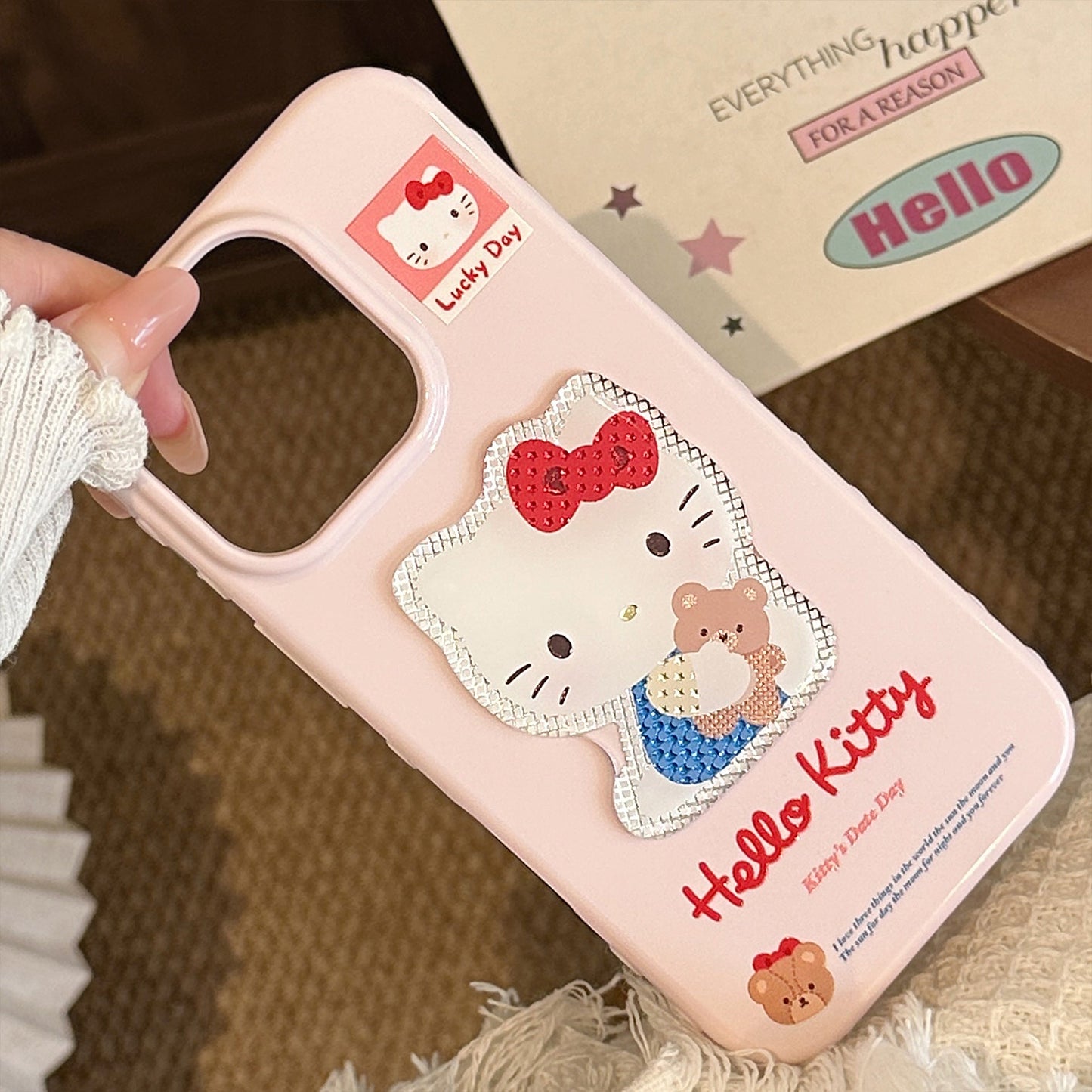 Gilt three-dimensional cartoon cat for 17promax Apple 16 mobile phone case iphone14 lanyard 13 girl